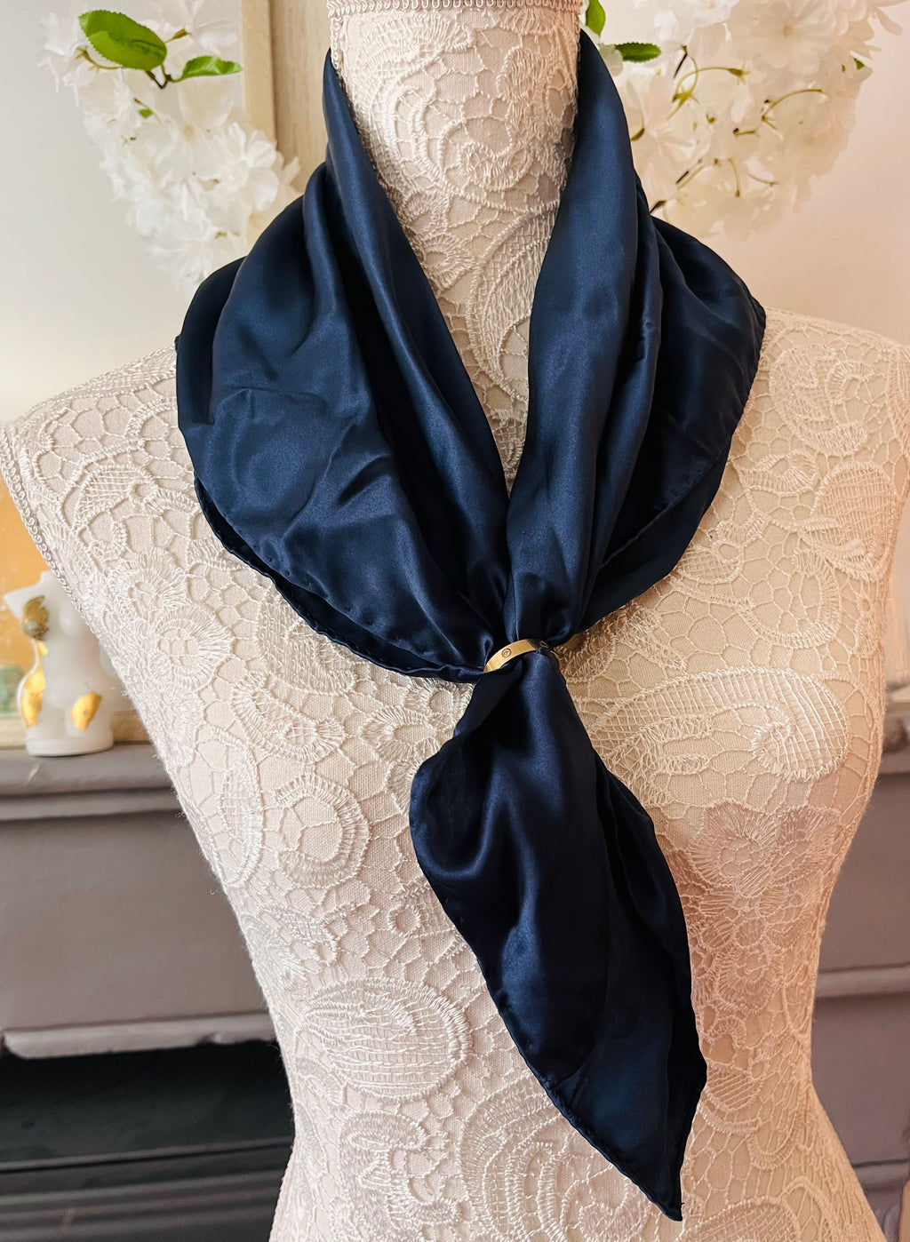 FOULARD 100% SOIE DE MURIER Bleu Nuit Absolu