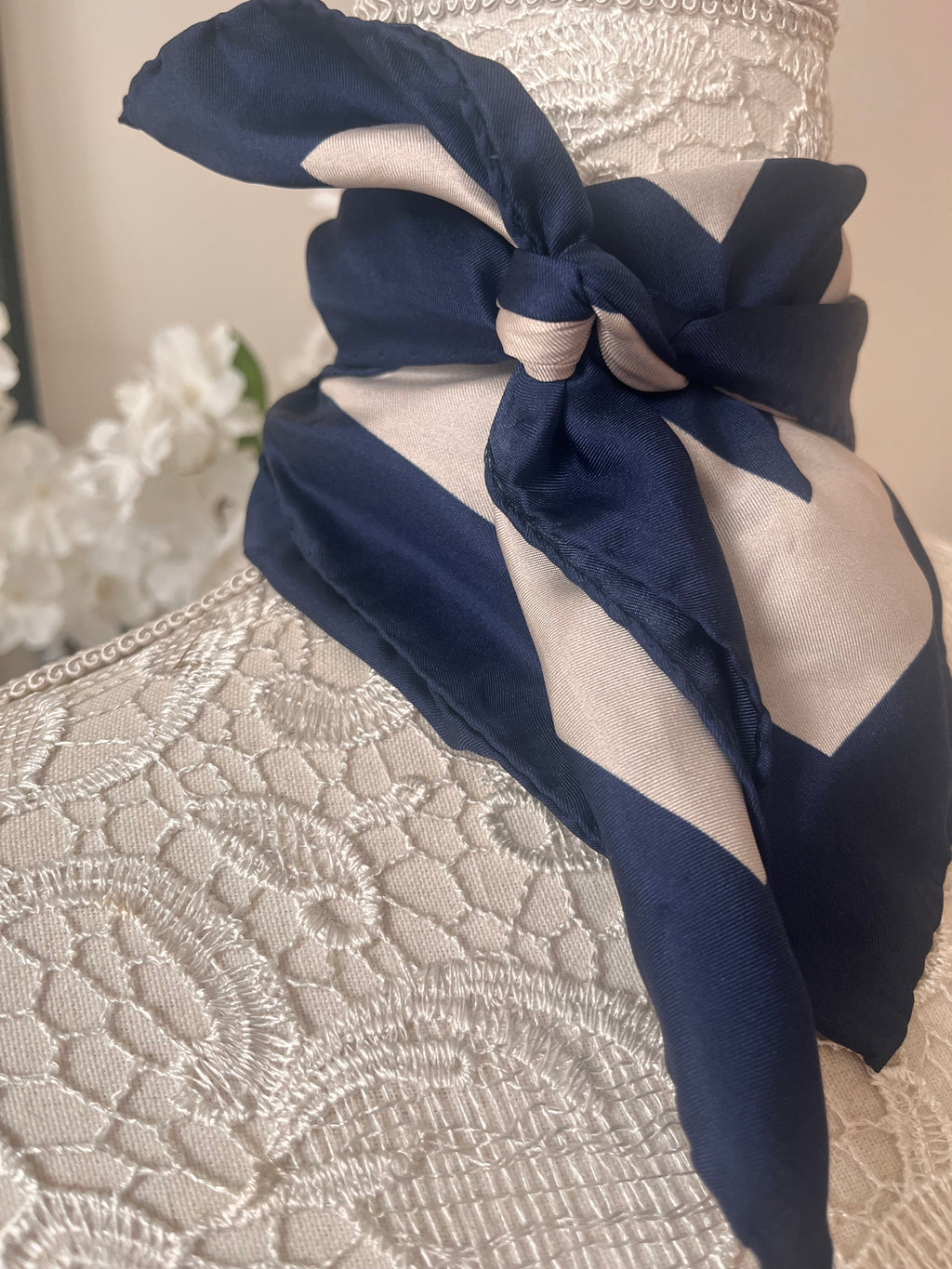 FOULARD 100% SOIE DE MURIER Bleu Minéral