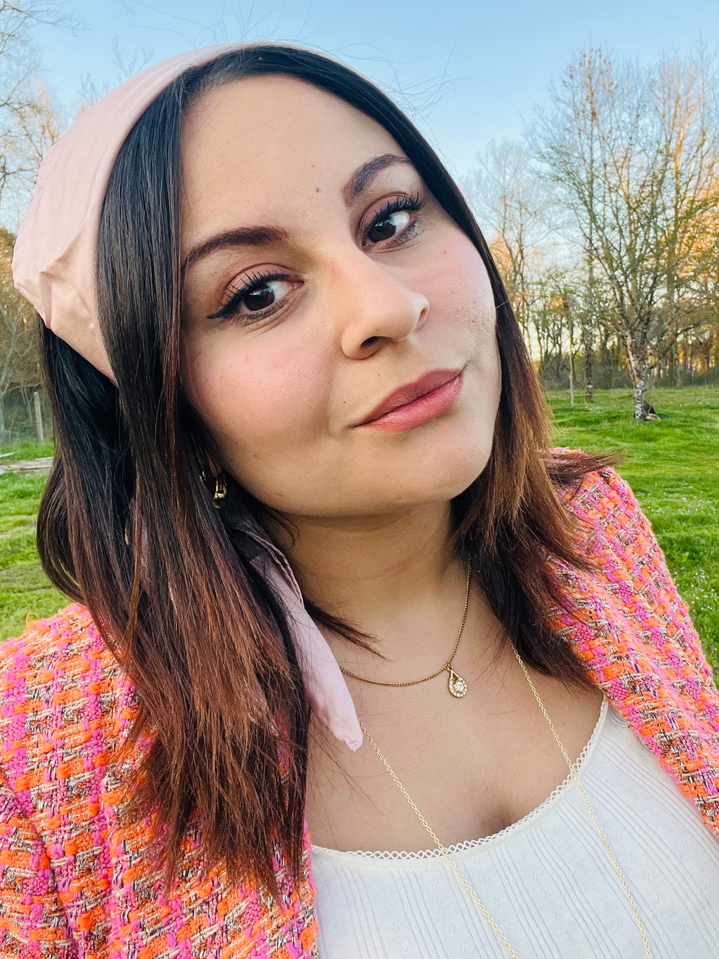 FOULARD 100% SOIE DE MURIER Rose solaire