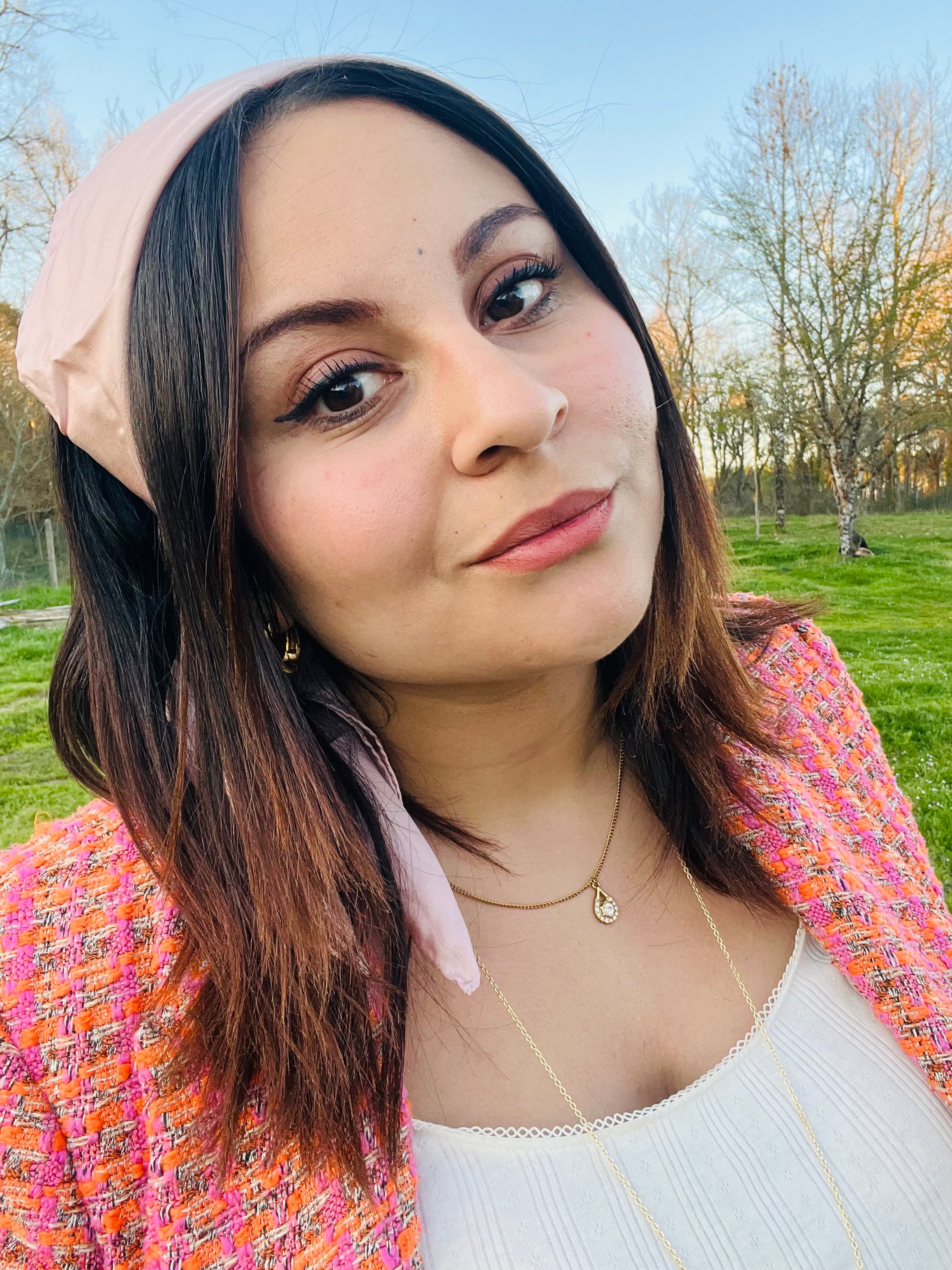 FOULARD 100% SOIE DE MURIER Rose solaire