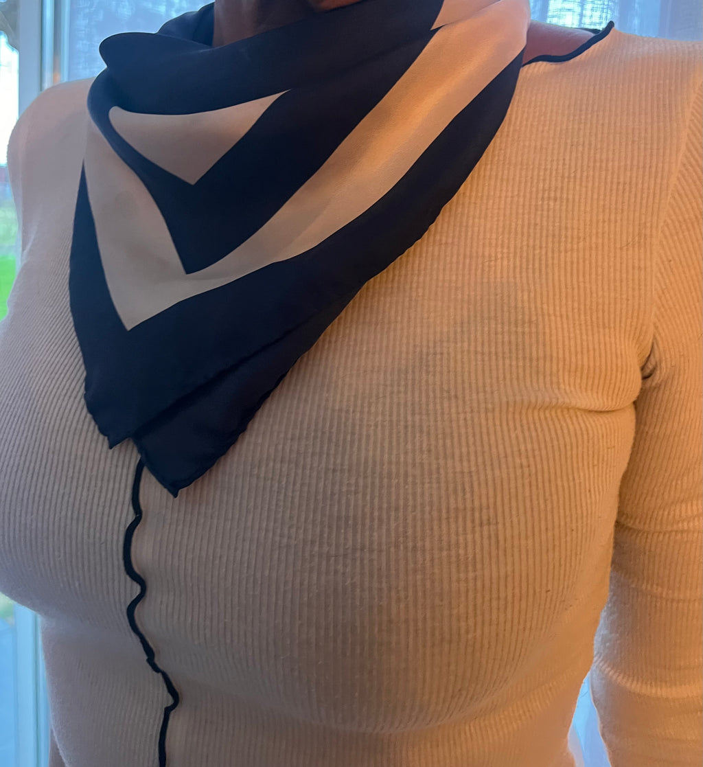 FOULARD 100% SOIE DE MURIER Bleu Minéral