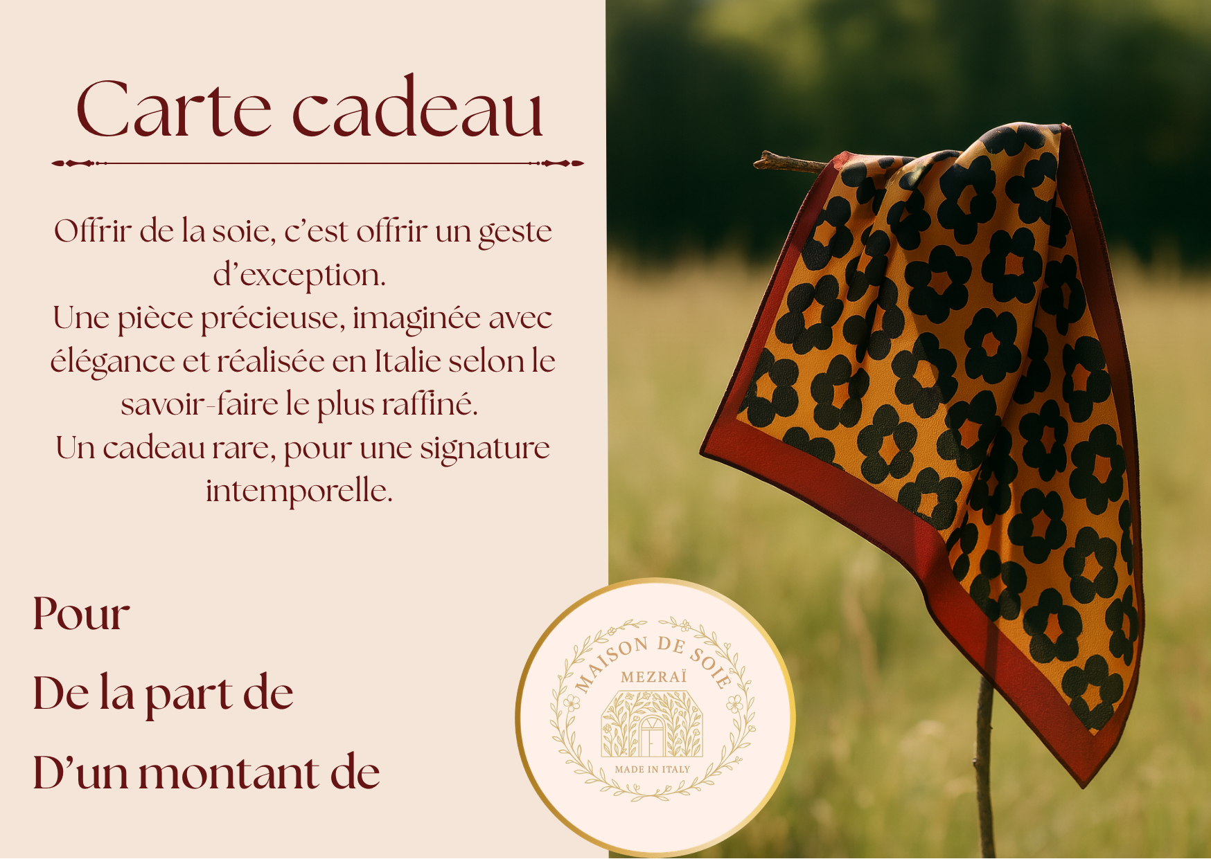 Carte-cadeau SOIE DE MURIER / MAISON DE SOIE MEZRAÏ